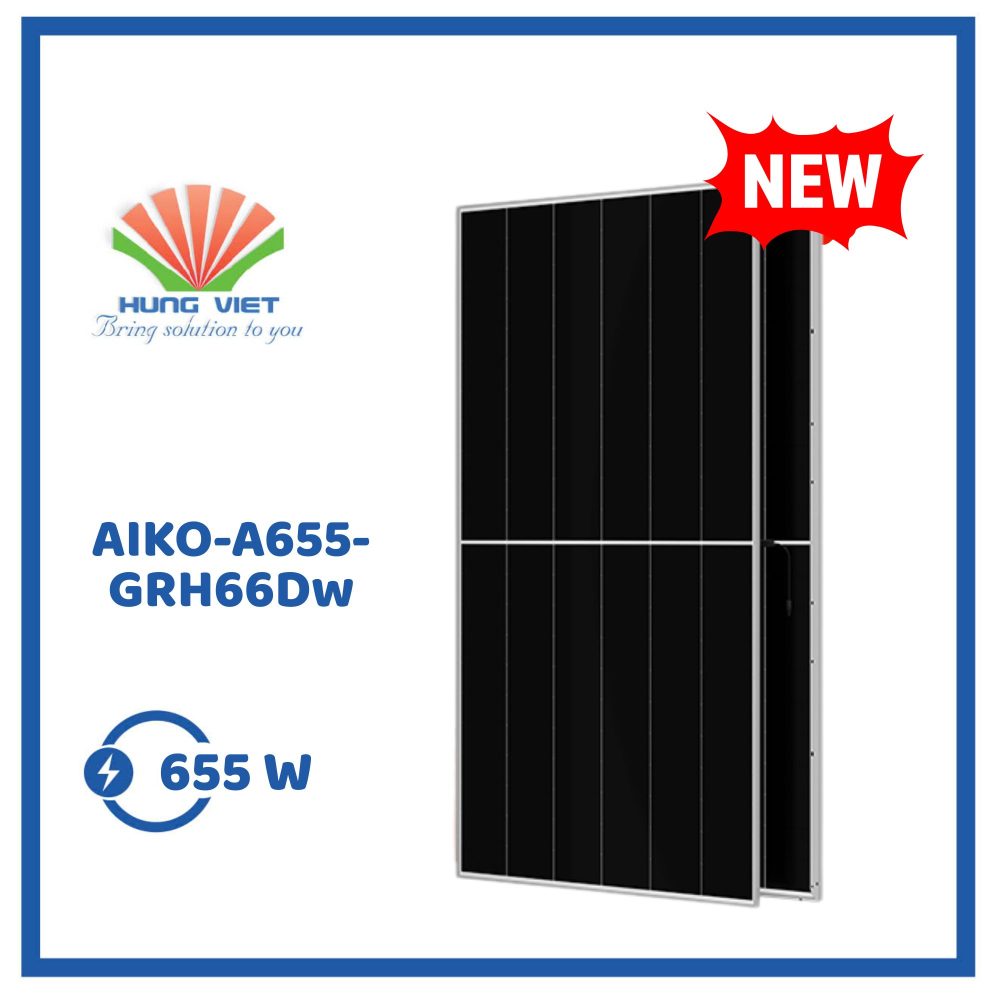 Tấm pin Aiko 655Wp Ntype hai mặt kính - AIKO-A655-GRH66Dw