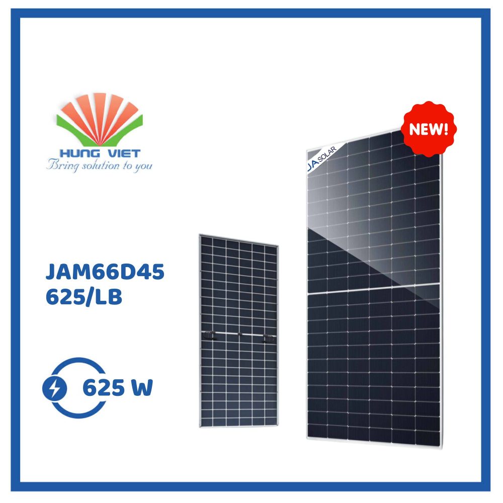 Tấm pin JA 625Wp Ntype hai mặt kính - JAM66D45 625/LB