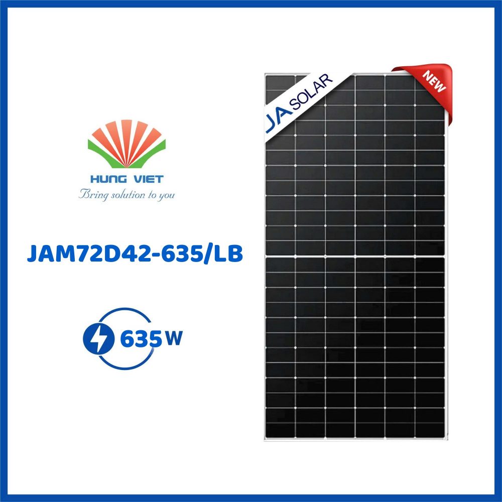 Tấm pin JA 635Wp Ntype hai mặt kính - JAM72D42-635/LB