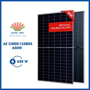 Tấm pin AE Solar 630Wp N-TYPE TOPCON hai mặt kính - AE CMER-132BDS 630W